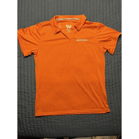 Whataburger Other - Whataburger Employee Logo Uniform Embroidered Striped Orange Polo Work Shirt Med